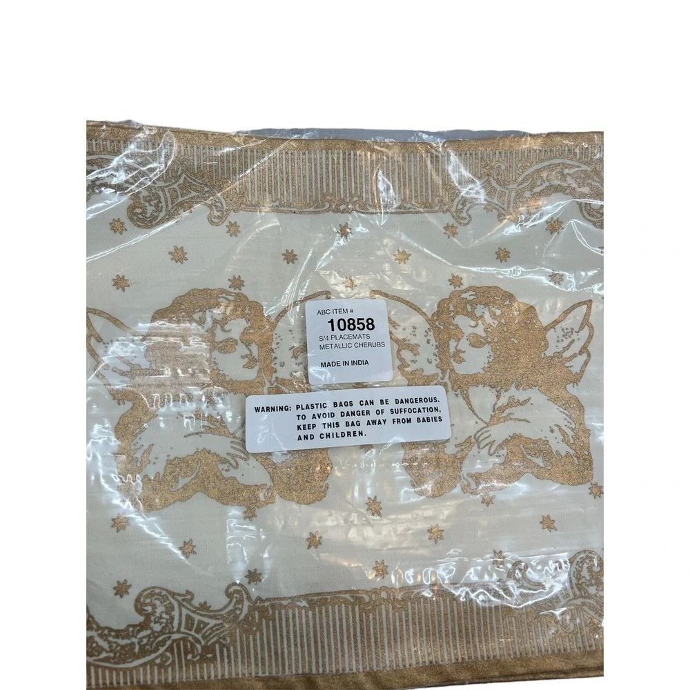 Golden Cherubs Gold Placemat Set of 4 Angel‎ Placemats Holidays Park B. Smith